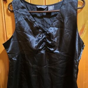 Vintage 90's George Black Satin Sleeveless Blouse L